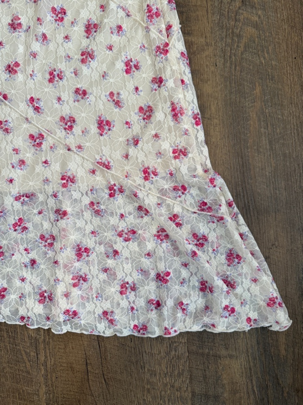 NWT Art Class Girls Floral Asymmetrical Pink Lace Midi Skirt Size Large 10/12 - Picture 4 of 11